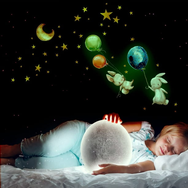 Comprar 50 Uds. De estrellas luminosas 3D que brillan en la oscuridad,  pegatinas de pared para niños, habitaciones de bebés, techo de dormitorio,  decoración del hogar, pegatinas de estrellas fluorescentes