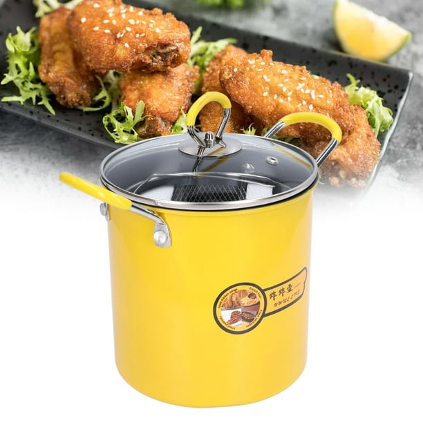  Prodent Olla para freidora, olla de acero inoxidable de 3.4 L,  con termómetro, olla de tempura con tapa de rejilla de goteo de aceite,  freidora japonesa para freír el hogar, papas