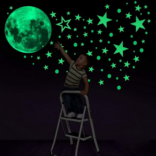 Luna y estrellas fluorescentes - Vinilo infantil
