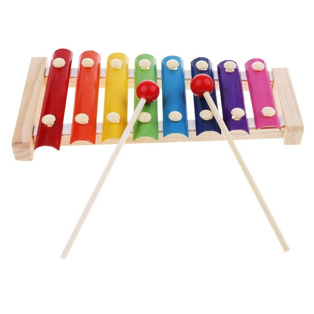 Juego de batería para niños, instrumento musical para bebés, xilófono de  madera para niños pequeños con juego de batería para bebé y campanilla de