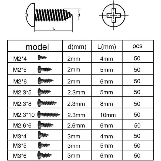 Tornillos de reparación electrónica, accesorios M2, 5mm, 6mm, 8mm