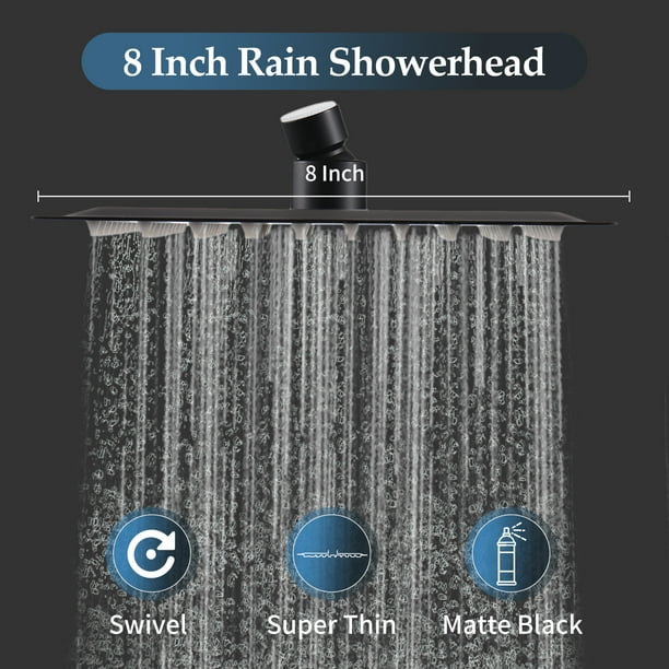 Alcachofa de la ducha Irfora Cabezal de ducha de alta presión Cabezal de  ducha de lluvia de 8 pulgad Irfora Alcachofa de la ducha