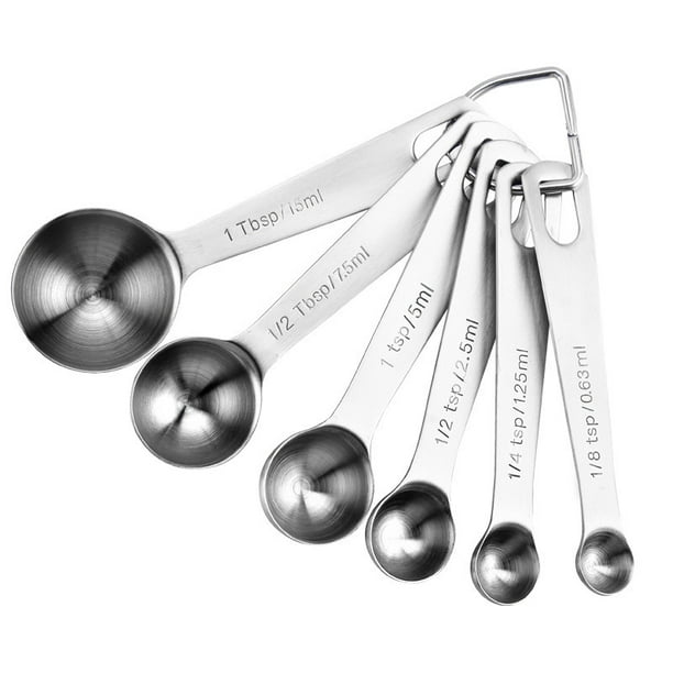  Juego de tazas y cucharas medidoras de acero inoxidable incluye  4 tazas medidoras, 5 cucharas medidoras y 1 nivelador para ingredientes  secos o líquidos (C5S7) : Hogar y Cocina