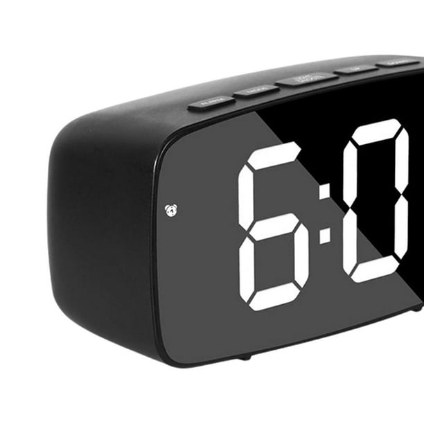 Reloj de pared digital, pantalla de espejo LED grande de 9.6 pulgadas,  reloj despertador doble para dormitorio con brillo ajustable, luz nocturna