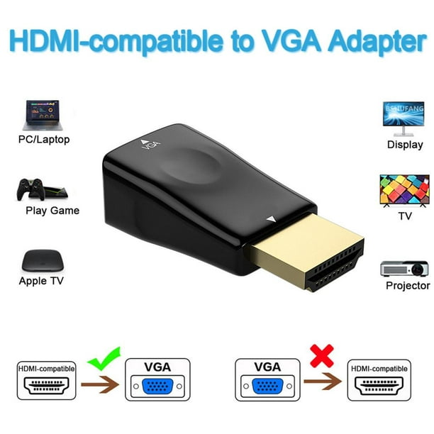 Cable adaptador de 1080P Full HD VGA a HDMI, convertidor compatible con  salida de Audio para