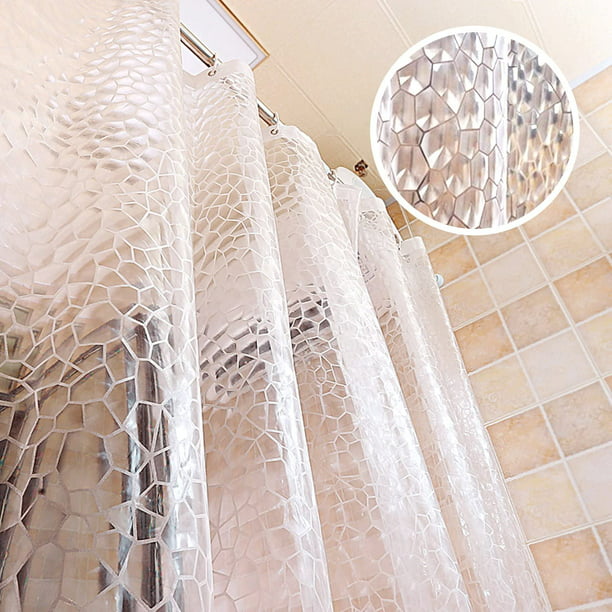  Trimming Shop PEVA - Cortinas de ducha con imanes inferiores,  forro de cortina de ducha transparente resistente con 12 ganchos de cortina,  cortina de baño impermeable, transparente, 70.9 in x 70.9