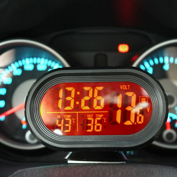 Reloj Electronico Del Coche Voltaje del coche Monitor digital Batería  Despertador Termómetro de temperatura LCD