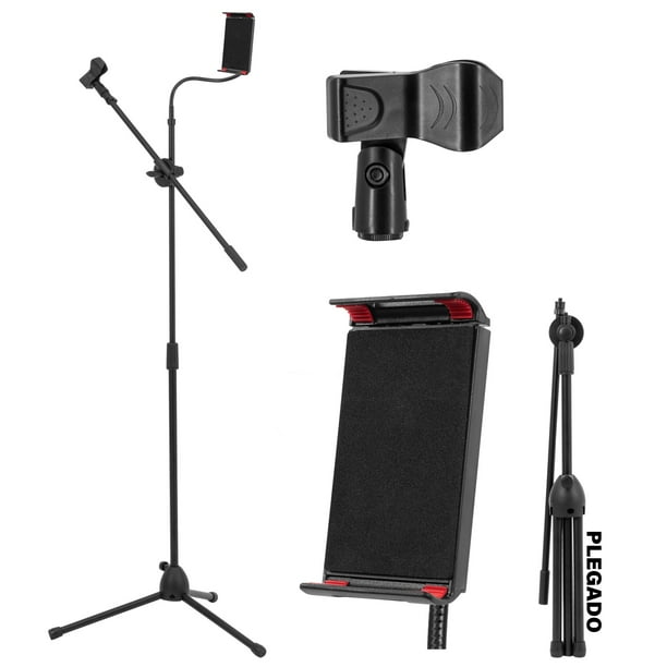 Basics Soporte ajustable para tableta/iPad para micrófono y soporte  de música, color negro