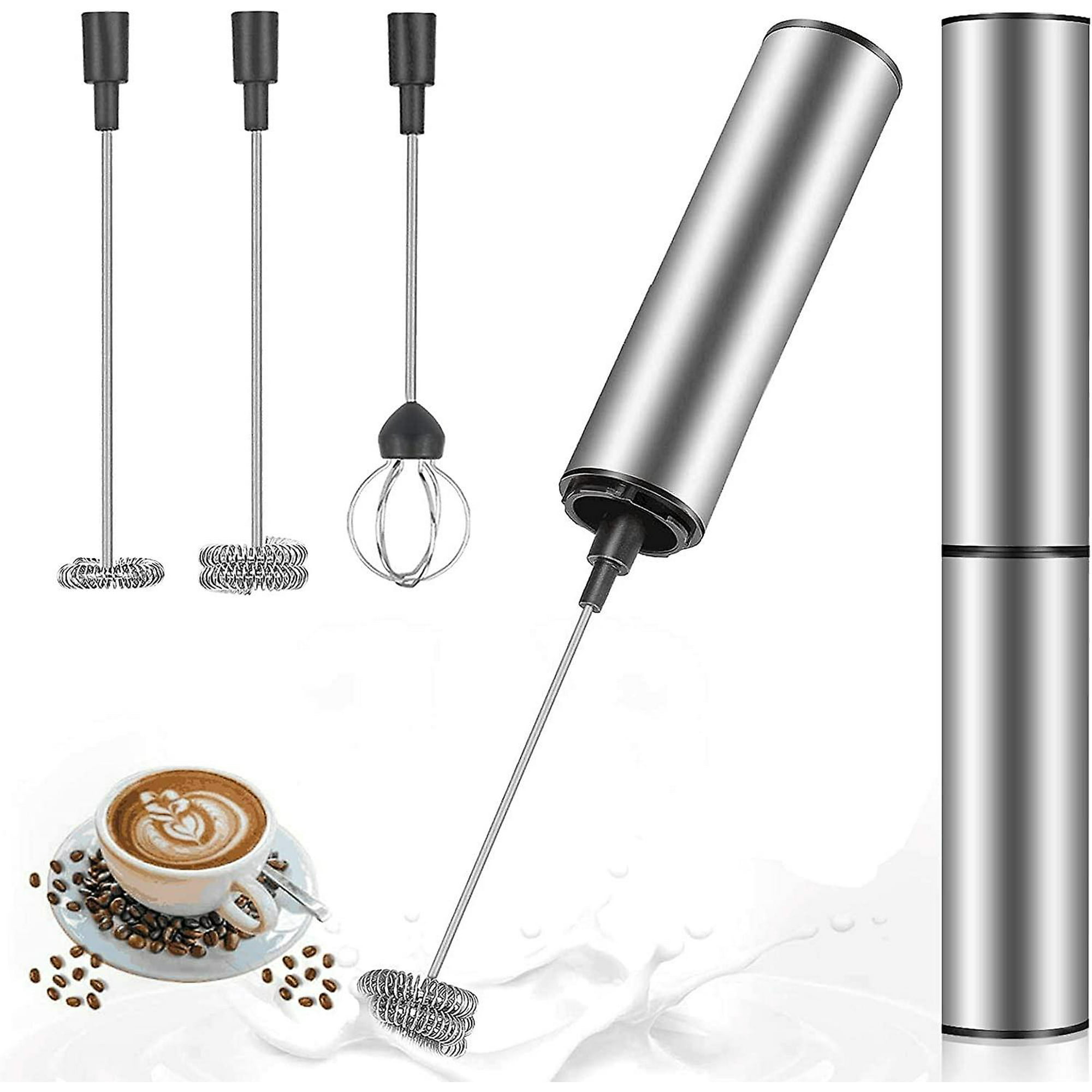 Espumador de leche eléctrico, espumador de leche recargable USB y mini  batidor con batidor de doble cabezal, mezclador de acero inoxidable para  crema de café Cappuccino Latte Coc