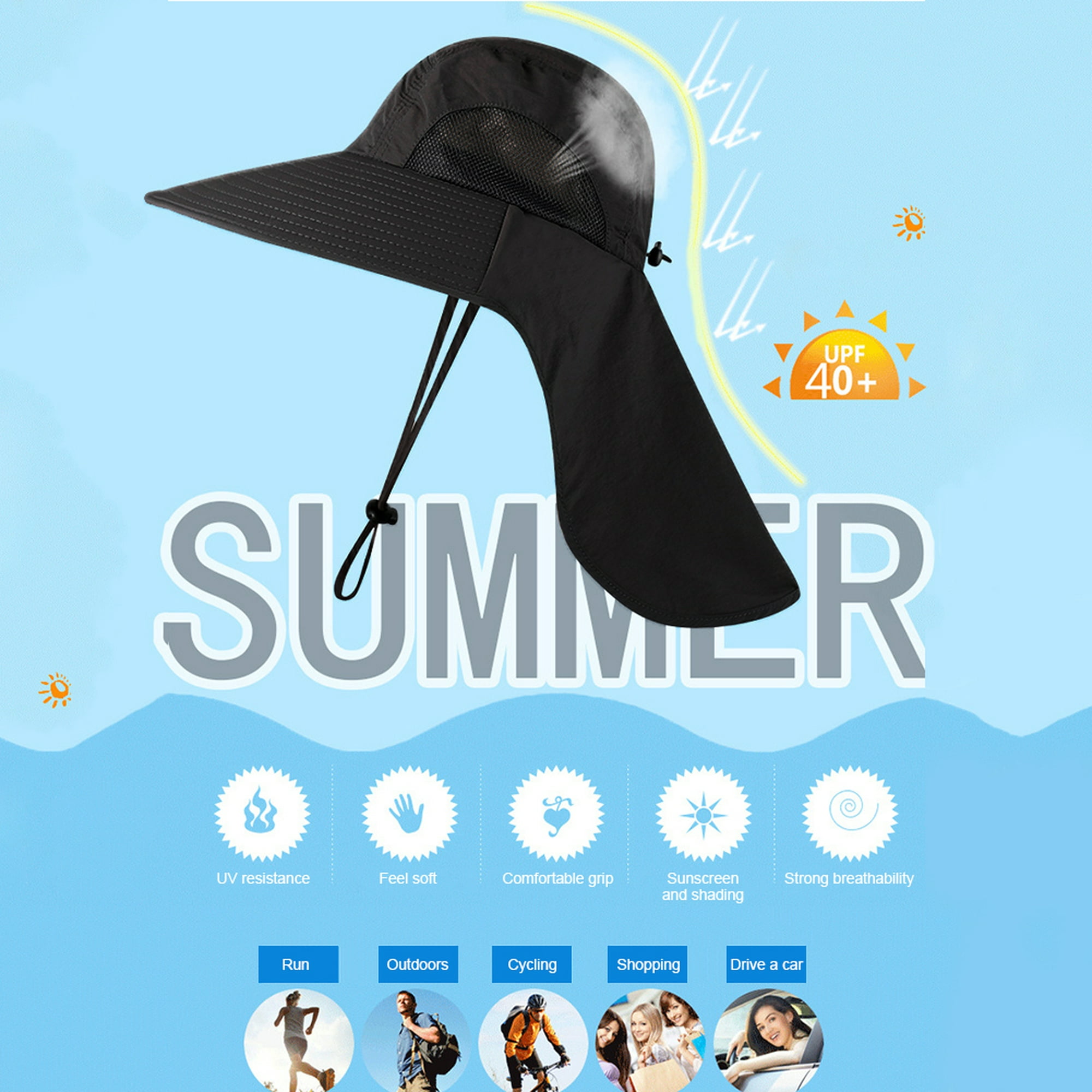de hombres pesca Sombrero Sombrero contra sol , de secado rápido ,  transpirable , blindaje cara , protección UV para verano actividades al  aire libre, Moda de Mujer