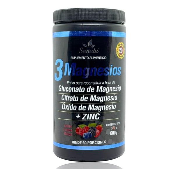 3 magnesios gluconato citrato oxido 600 g frutos rojos sanabi