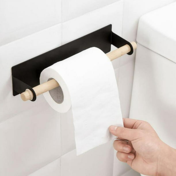 Toallero de papel de pared negro mate, soporte para toallas de papel  adhesivo debajo del gabinete, colgador de toallas de papel a prueba de  óxido para