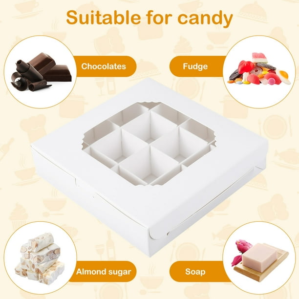 MT Products Caja de cartón blanco extra pequeña para dulces y caja de  regalo de chocolate con base inferior automática para montaje rápido,  tamaño de