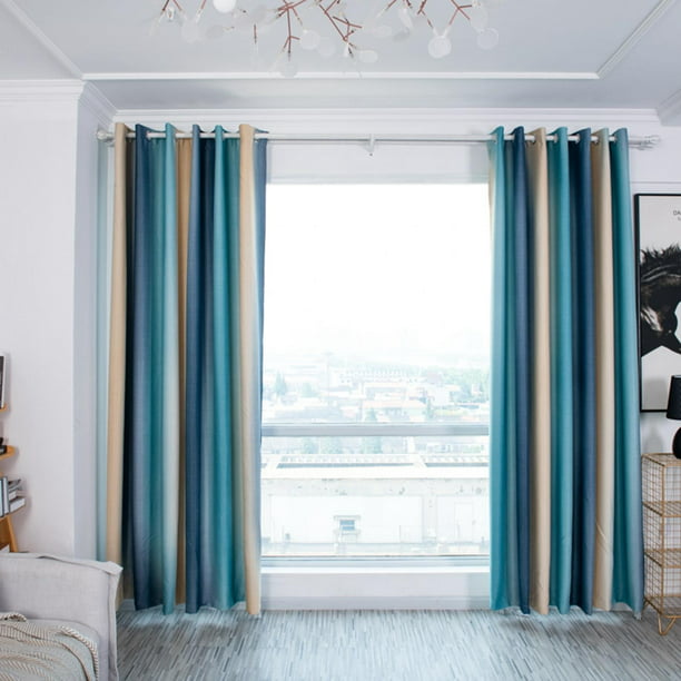 Cortinas a rayas de Velcro sin perforaciones para sala de estar, dormitorio,  Panel de cortina moderno