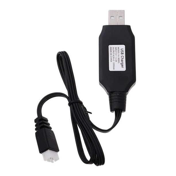 Cable de carga USB RC, cargador de batería de coche RC 7.4 V 1000 mA Lipo  Battery Cable de carga USB para auto a control remoto 1:16