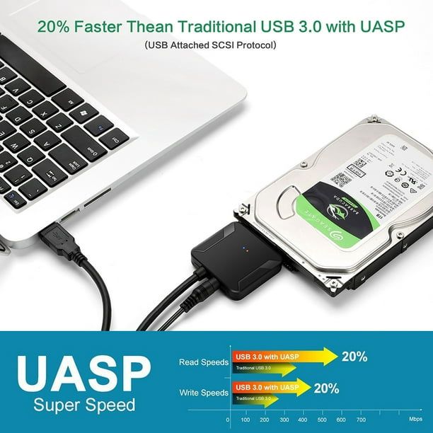 agitación material tribu Cable convertidor portátil USB 3,0 a SATA transmisión rápida para disco  duro SSD HDD Ndcxsfigh Para estrenar | Bodega Aurrera en línea