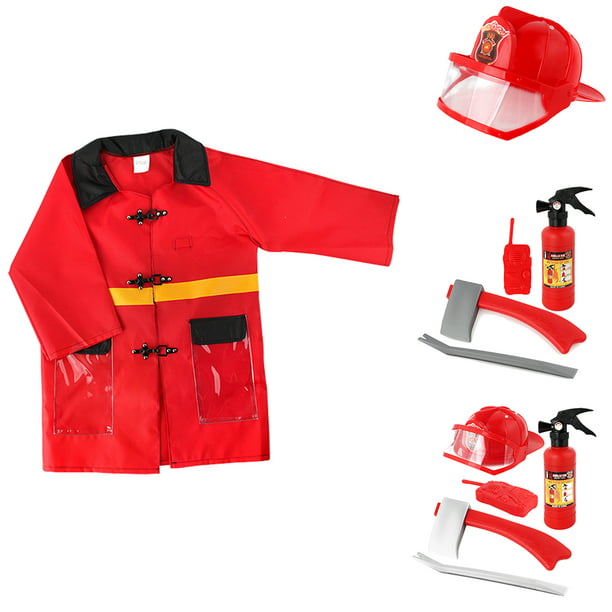 Disfraz de bombero para niños, juego de rol, disfraz de bombero con  accesorios de bombero para niños y niñas de 4 a 7 años