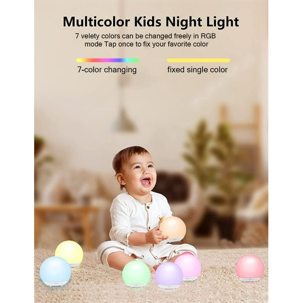 Luz nocturna para niños, luz nocturna para bebés con 8 cambios de luz  cálida regulables, luz nocturn JAMW Sencillez