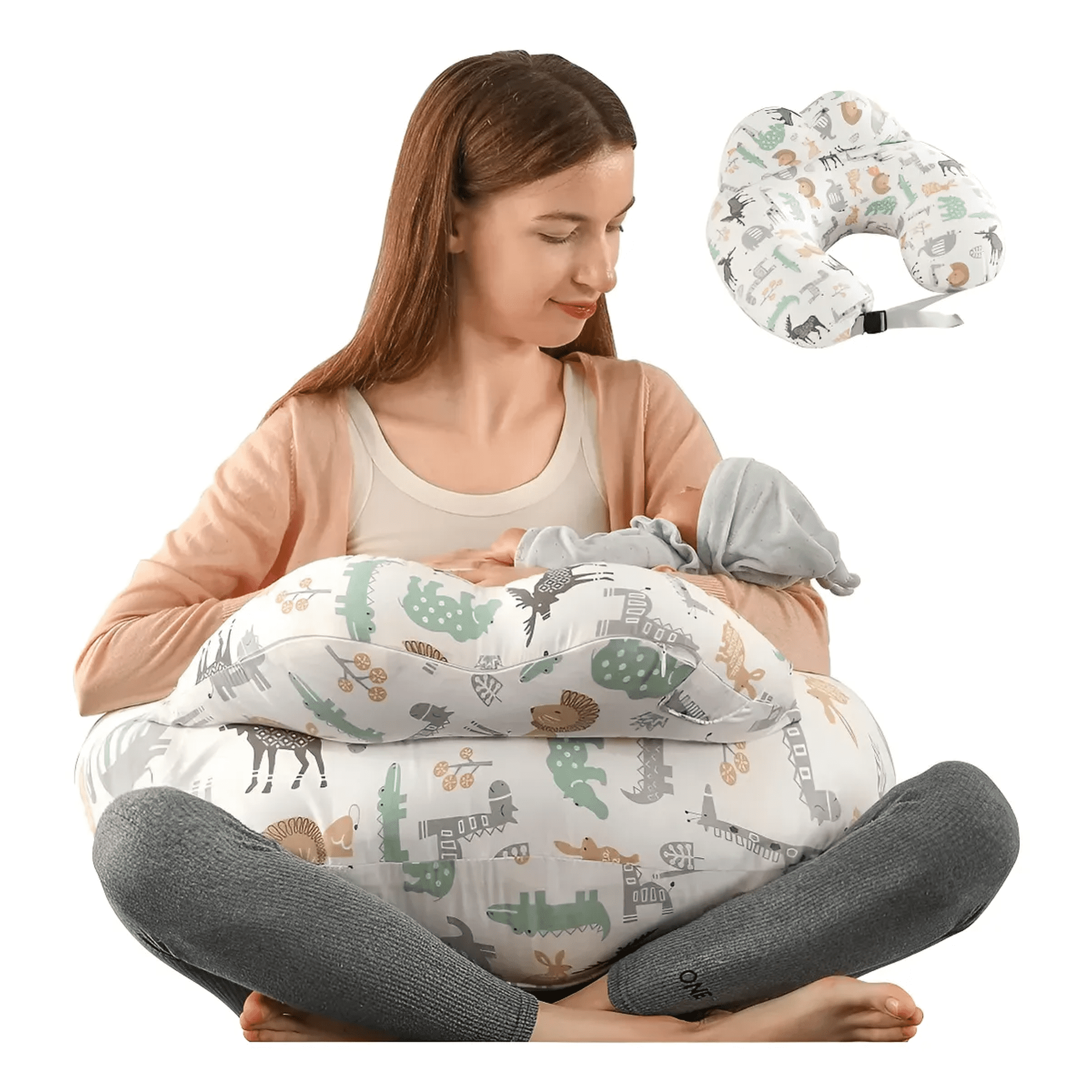 Almohada cojin de lactancia para bebé amamantar antirreflujo blanco dinosaur xtellar blanco