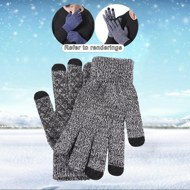 Guantes cálidos de invierno Pantalla táctil Forro de punto Hombres Mujeres Clima  frío Guantes gruesos a prueba completo para gris Soledad Guantes de  invierno