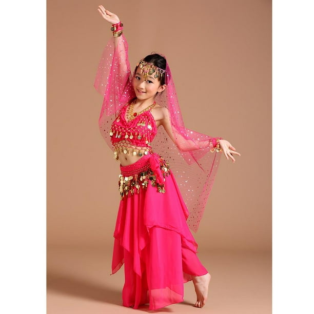  Disfraz de danza del vientre para mujer, falda superior,  chaleco de 3 piezas, para niñas, para entrenamiento de danza del vientre  oriental, L : Ropa, Zapatos y Joyería