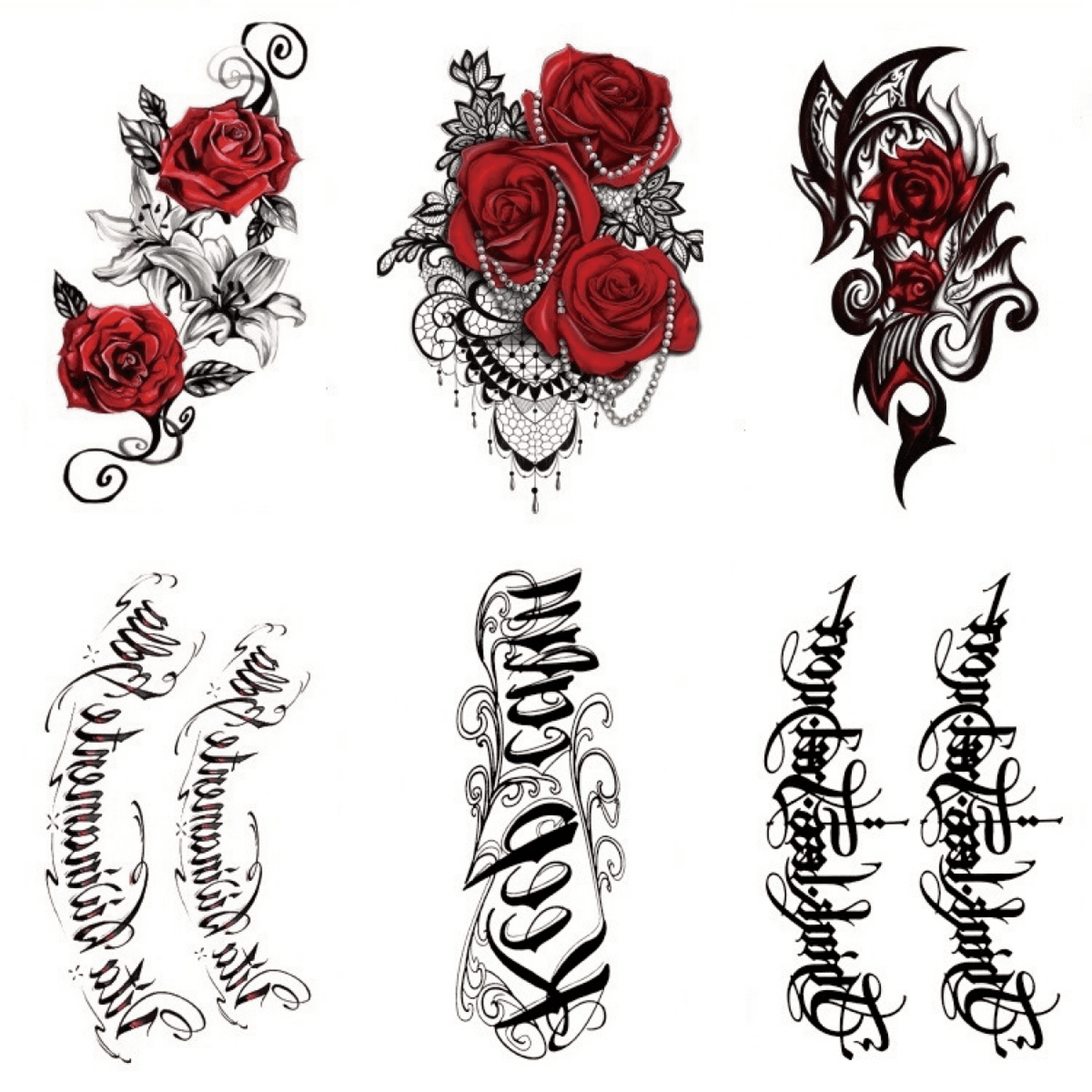 6 Hojas De Tatuajes Temporales Realistas De Flor Rosa Para Mujeres Brazo  Muslo, Mezcla De Colores Temporal De Larga Duración Tatuaje Pierna Pecho  Cintura Arte Corporal,148*210MM | Walmart en línea