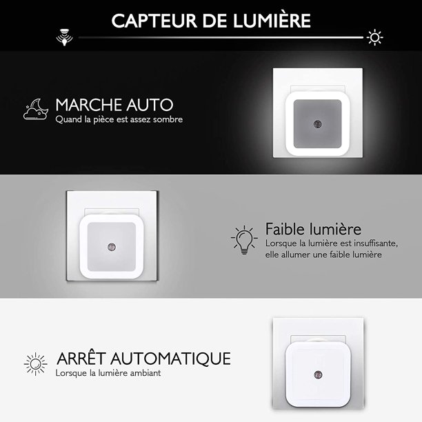 Luz nocturna LED, sensor de luz de enchufe eléctrico de luz