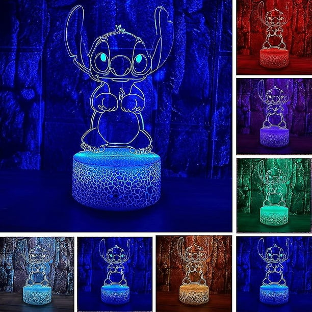 Laysinly Stitch - Luz nocturna 3D, lámpara nocturna de anime, lámpara de  mesa táctil USB, control remoto