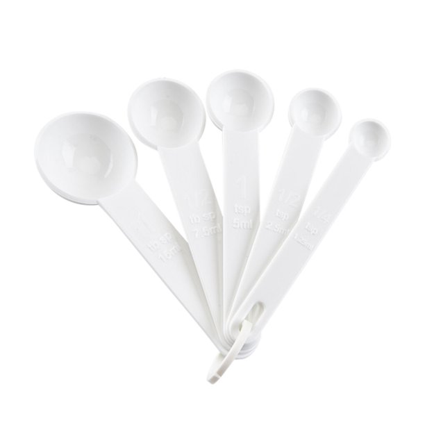 Cuchara medidora de cocina de plástico blanco de 0.18 oz para leche en  polvo, condimento líquido, recargable, reutilizable, compatible con  cucharas