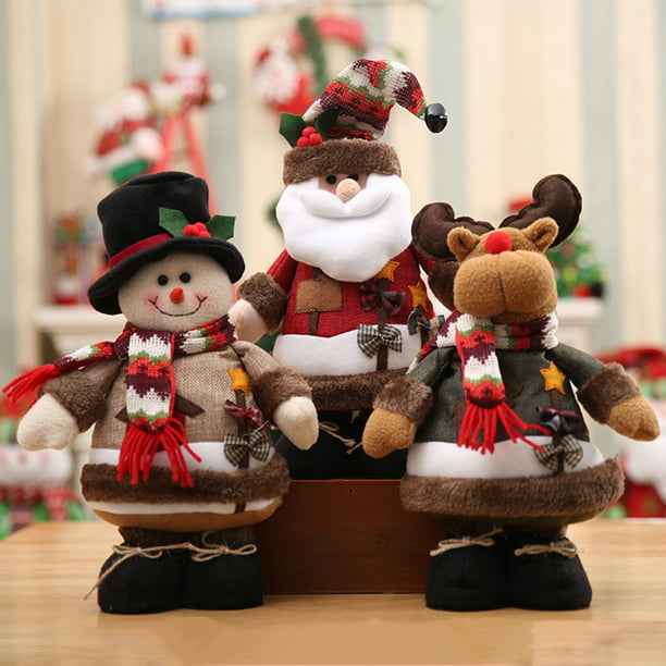 Comprar Adorno de muñeco de peluche de Navidad, pierna retráctil, relleno  de pie, Papá Noel, muñeco de nieve, reno, peluches, decoración de mesa para  fiesta navideña en casa, nuevo