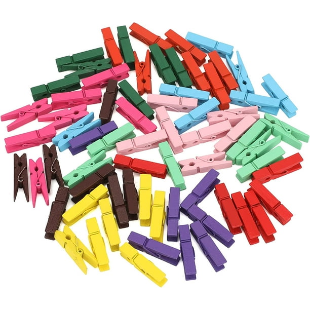 Comprar Caja de 50 Mini Pinzas de Madera de Colores