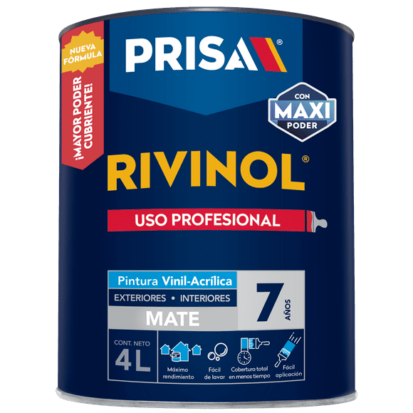 pintura vinil acrílica prisa rivinol 7 blanco mate 4l