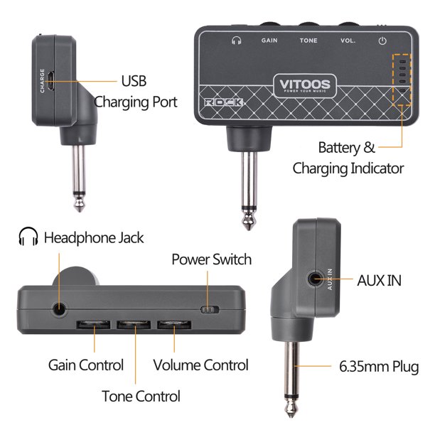 Amplificador de auriculares, 4 canales mono/estéreo de metal estéreo  amplificador de audio mini divisor de auriculares con adaptador de  corriente 1/4