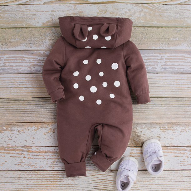 Recién nacido Bebé Niño Niña Oso Con capucha Romper Jumpsuit