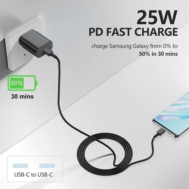 Cargador USB C superrápido, cable USB tipo C a USB tipo C de 5 pies y 25 W,  cargador de pared de carga rápida, adaptador PD compatible con iPhone 15