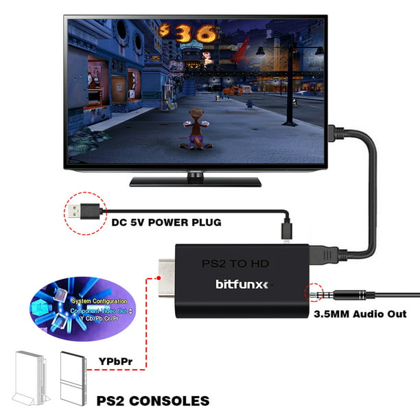 Adaptador convertidor de PS2 a HDMI, Cable PS2 a HDMI, compatible