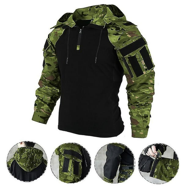  Camisa táctica de caza para hombre al aire libre, uniforme de  combate, camuflaje, camiseta de manga larga con capucha, Ejército Gn : Ropa,  Zapatos y Joyería