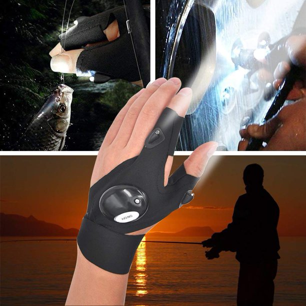 Guantes con LED para Hombre, de Trabajo, de Pesca Linterna