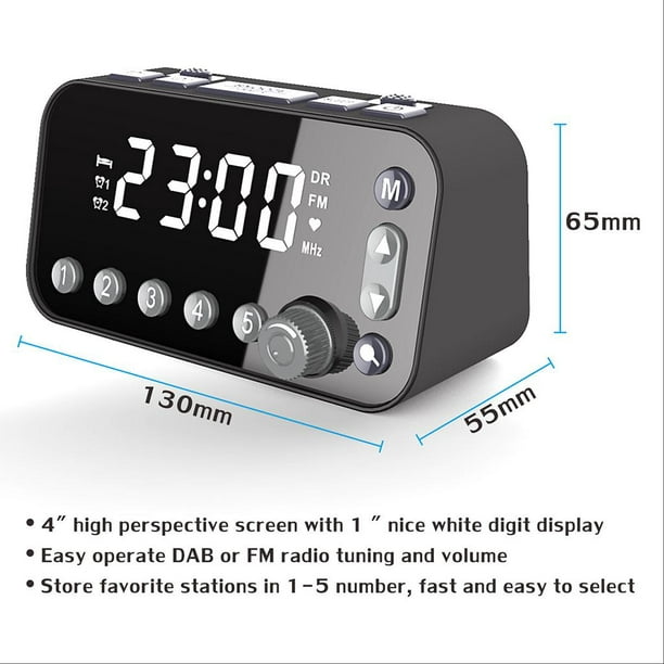 Reloj despertador decente digital Radio USB Temporizador de apagado  broadcast FM, repetición, sonido perfecl Mini radio DAB DAB
