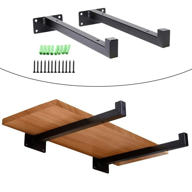 Soporte de estante montado en la pared, 2 soportes para estantes flotantes,  soporte de estante de metal para bricolaje, soportes de estantería en