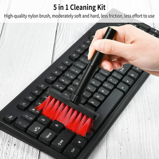 Cepillo de limpieza de teclado, cepillo de limpieza 5 en 3 para teclado y  auriculares, cepillo de limpieza de PC, para limpiar teclado y limpieza de  polvo de auriculares Bluetooth LingWen 9024715844323