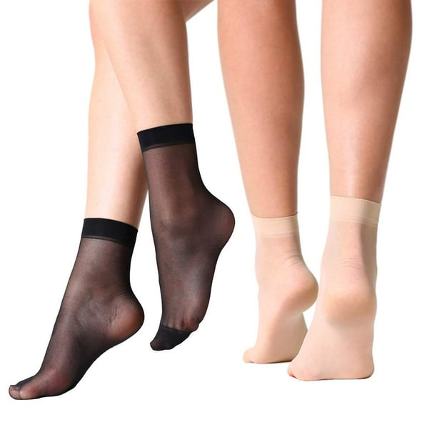  Hermosos calcetines negros transparentes al tobillo, 100 %  nailon, calcetines de tobillo transpirables y ligeros de verano para mujer,  Claro : Ropa, Zapatos y Joyería