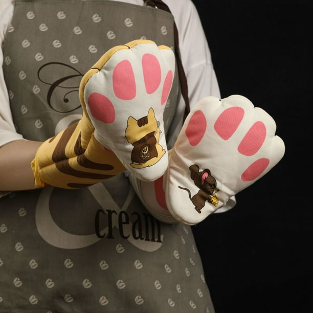 HuiDou Divertidos guantes de cocina para horno, accesorios de cocina,  resistentes al calor, guantes kawaii para gatos, regalos para amantes de  los
