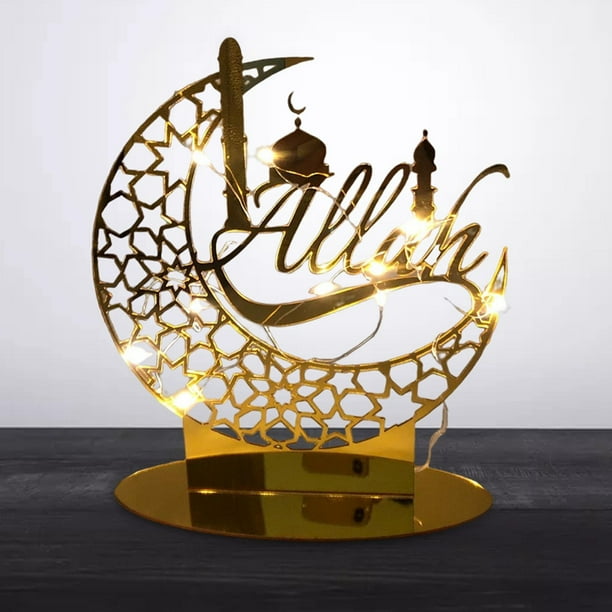 Decoración de Ramadán, decoración dorada con lámpara de ambre , adorno  acrílico Eid Mubarak para suministros musulmana, A Sunnimix Lámpara de  Ramadán Mubarak