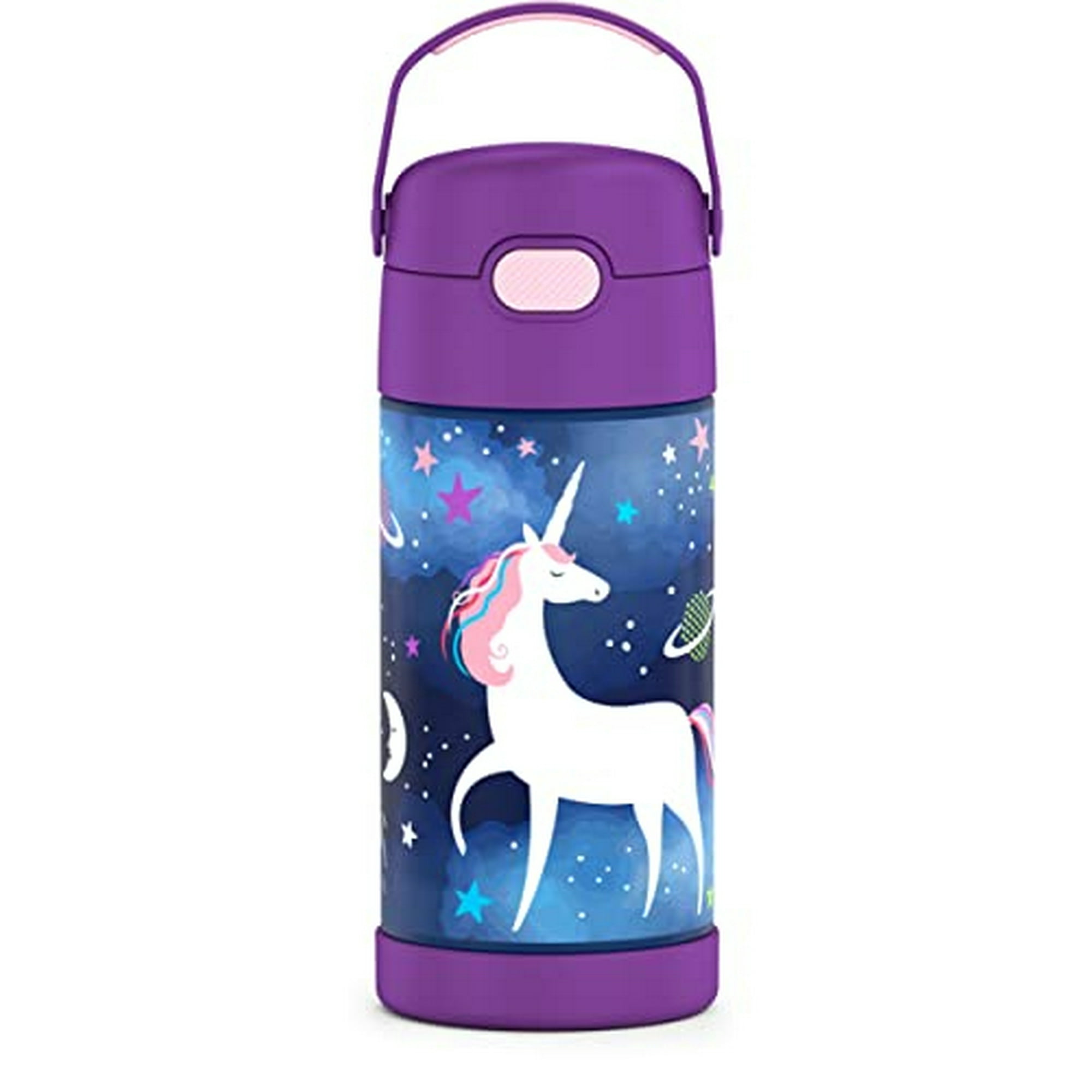  Botella de agua de unicornio para niños, termo con pajita, de  acero inoxidable, botella al vacío, regalo de cumpleaños para niña  (unicornio azul, 17.6 fl oz) : Hogar y Cocina