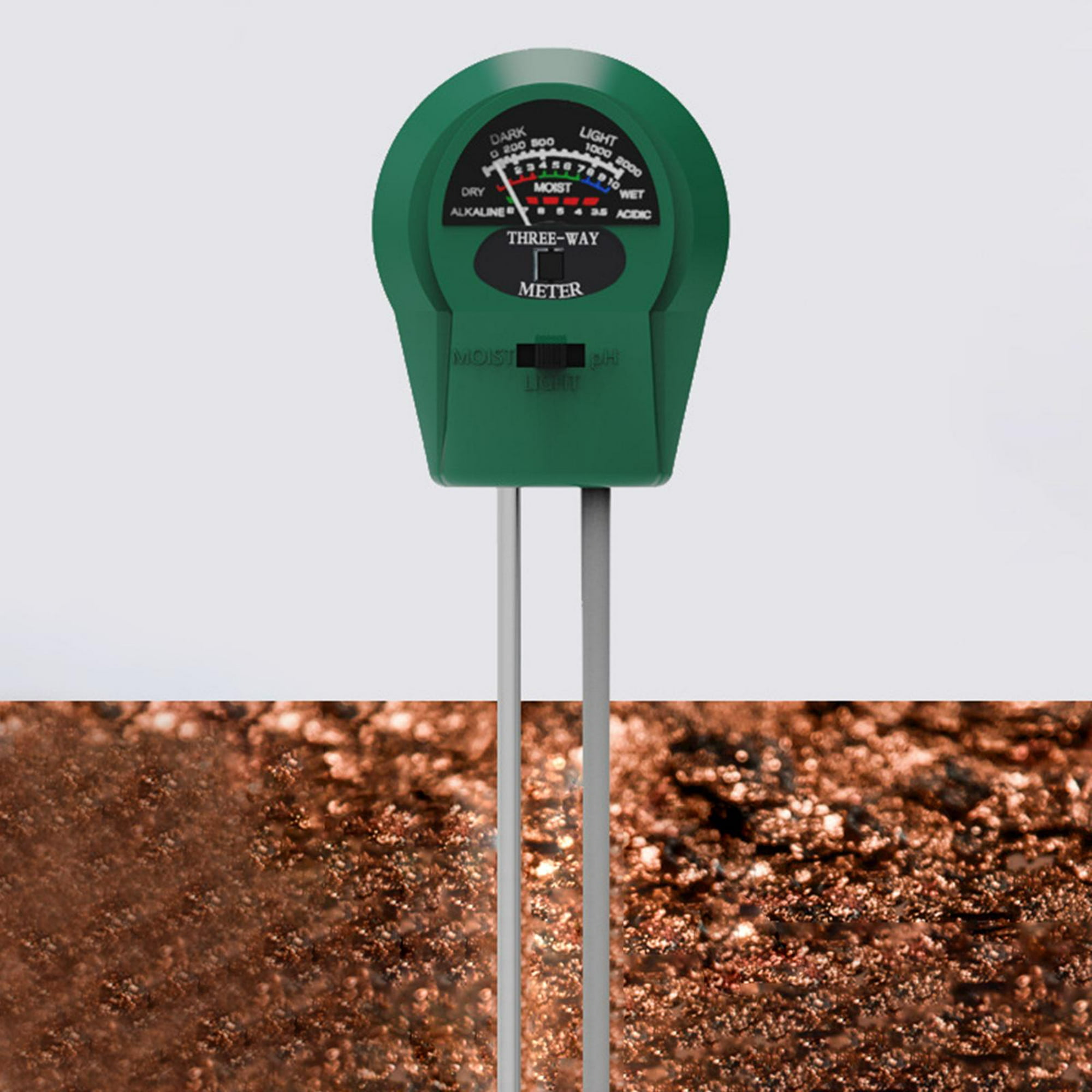 Kit de prueba de suelo para medidor de humedad, pH y luz solar, probador de  suelo 3 en 1 para plantas, verduras, jardín, césped, granja, uso en