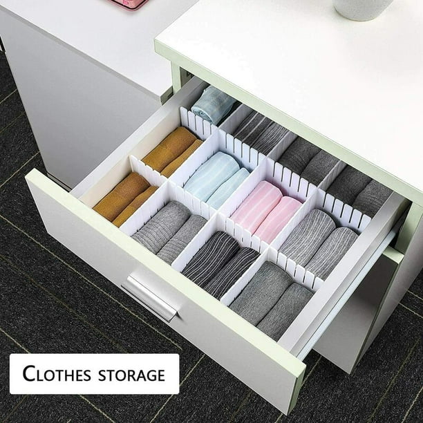Ptanok Paquete de 10 separadores de cajones organizador de almacenamiento  de cajones ajustable de plástico para ordenar calcetines de desorden ropa –  Yaxa Store