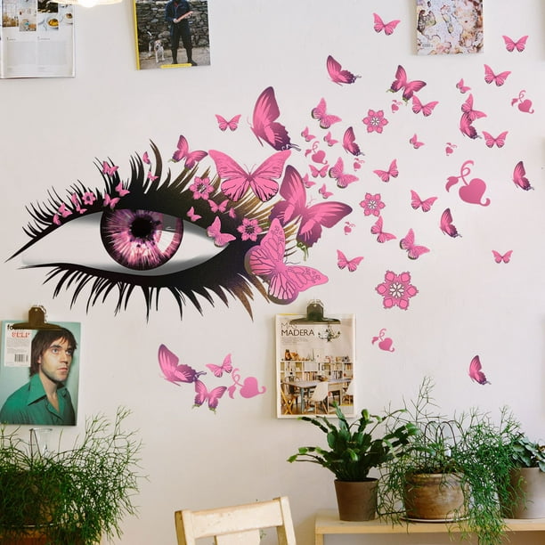JM Pestañas mariposa creativas pegatinas decorativas para pared