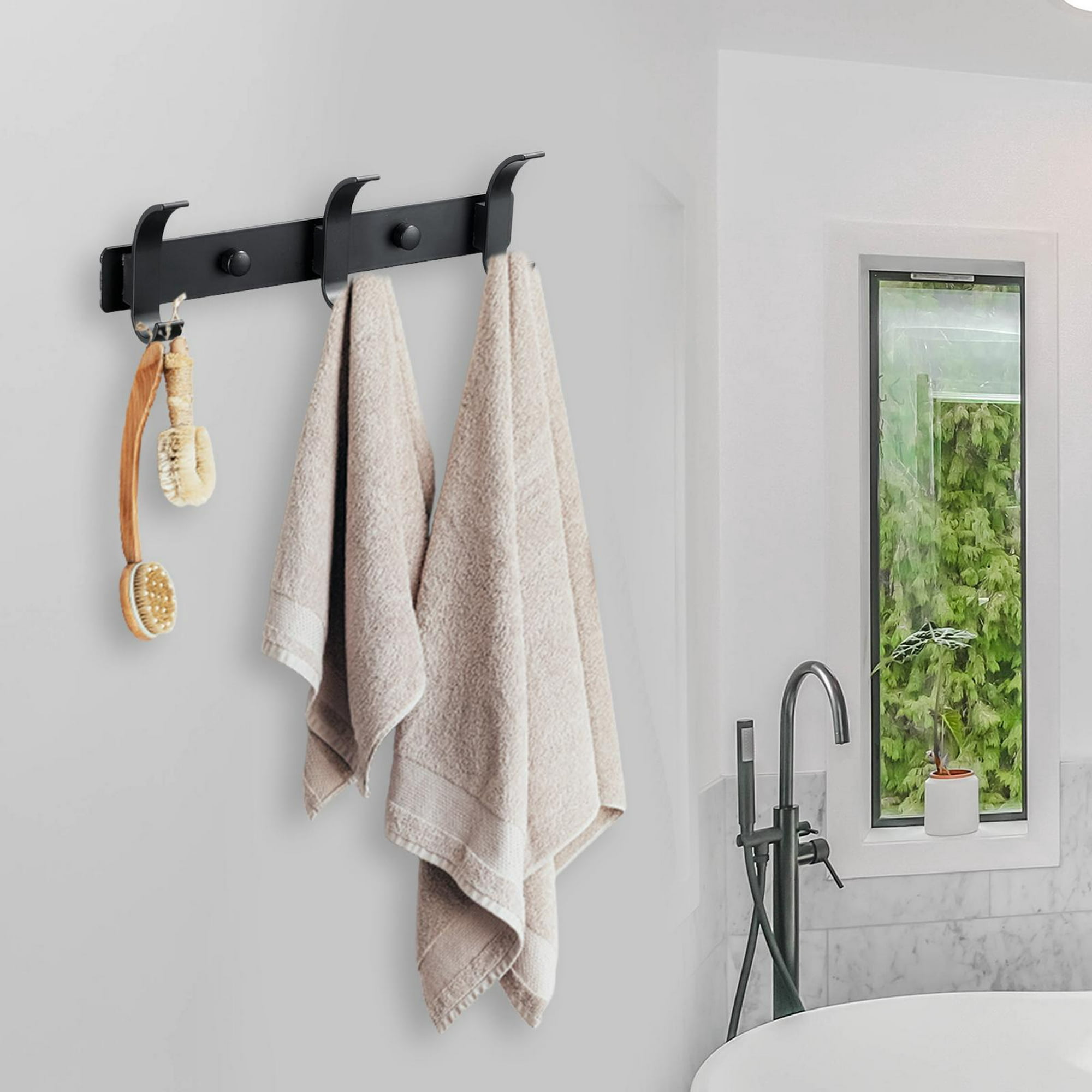  Toallero de baño estético para montaje en pared, ahorra espacio  y ganchos fáciles de instalar : Hogar y Cocina