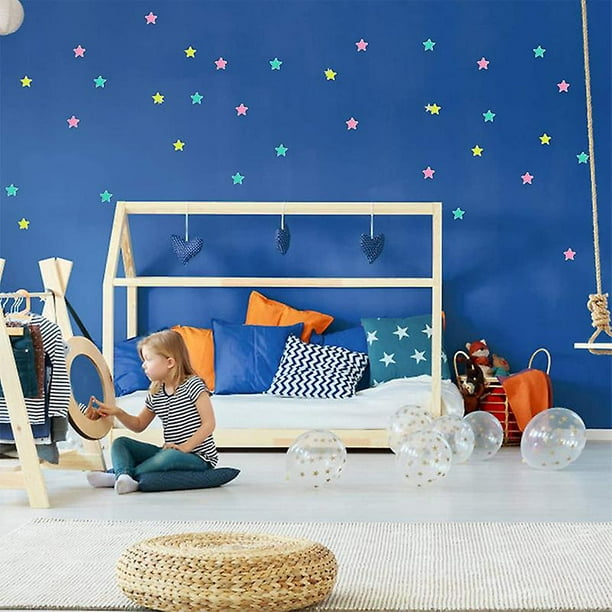 100 piezas Pegatinas de pared luminosas que brillan en la oscuridad,  pegatinas de estrellas para habitaciones de niños y bebés, pegatinas  fluorescentes coloridas para decoración de la habitación del hogar